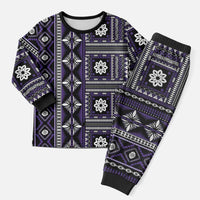 Fiji Masi Tapa Pattern Purple Christmas Pajama Set - Polynesian Pride