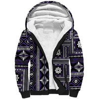 Fiji Masi Tapa Pattern Purple Sherpa Hoodie LT01 Unisex Purple - Polynesian Pride