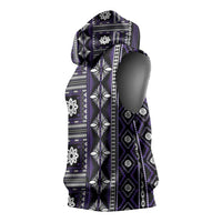Fiji Masi Tapa Pattern Purple Sleeveless Hoodie - Polynesian Pride