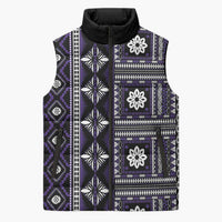 Fiji Masi Tapa Pattern Purple Sleeveless Puffer Jacket - Polynesian Pride