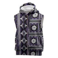 Fiji Masi Tapa Pattern Purple Sleeveless Zip Hoodie LT01 Purple - Polynesian Pride