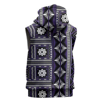 Fiji Masi Tapa Pattern Purple Sleeveless Zip Hoodie LT01 - Polynesian Pride