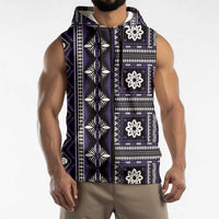 Fiji Masi Tapa Pattern Purple Sleeveless Zip Hoodie LT01 - Polynesian Pride