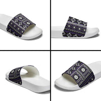 Fiji Masi Tapa Pattern Purple Slide Sandals - Polynesian Pride