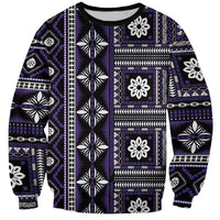 Fiji Masi Tapa Pattern Purple Sweatshirt LT01 Unisex Purple - Polynesian Pride