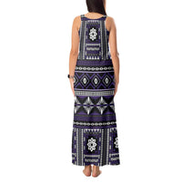 Fiji Masi Tapa Pattern Purple Tank Maxi Dress - Polynesian Pride