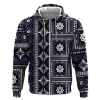 Fiji Masi Tapa Pattern Purple Zip Hoodie - Polynesian Pride
