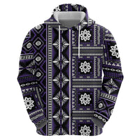 Fiji Masi Tapa Pattern Purple Zip Hoodie - Polynesian Pride