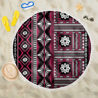 Fiji Masi Tapa Pattern Pink Beach Blanket - Polynesian Pride