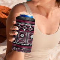 Fiji Masi Tapa Pattern Pink 4 in 1 Can Cooler Tumbler - Polynesian Pride