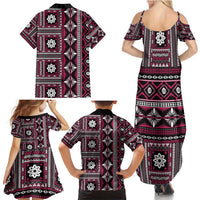 Fiji Masi Tapa Pattern Pink Family Matching Summer Maxi Dress and Hawaiian Shirt - Polynesian Pride