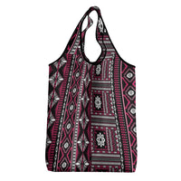 Fiji Masi Tapa Pattern Pink Grocery Bag - Polynesian Pride