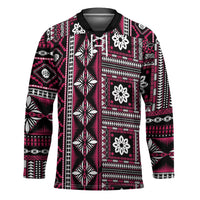 Fiji Masi Tapa Pattern Pink Hockey Jersey - Polynesian Pride