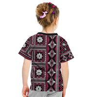 Fiji Masi Tapa Pattern Pink Kid T Shirt - Polynesian Pride