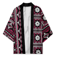 Fiji Masi Tapa Pattern Pink Kimono - Polynesian Pride