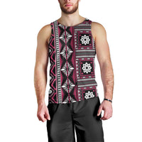 Fiji Masi Tapa Pattern Pink Men Tank Top - Polynesian Pride