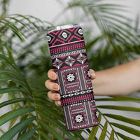 Fiji Masi Tapa Pattern Pink Skinny Tumbler LT01 - Polynesian Pride