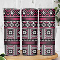 Fiji Masi Tapa Pattern Pink Skinny Tumbler LT01 - Polynesian Pride