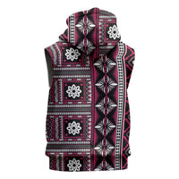 Fiji Masi Tapa Pattern Pink Sleeveless Zip Hoodie LT01 - Polynesian Pride
