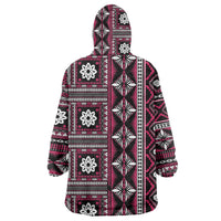 Fiji Masi Tapa Pattern Pink Wearable Blanket Hoodie - Polynesian Pride