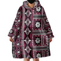 Fiji Masi Tapa Pattern Pink Wearable Blanket Hoodie - Polynesian Pride