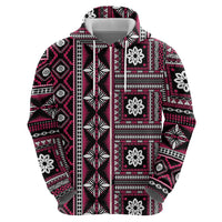 Fiji Masi Tapa Pattern Pink Zip Hoodie - Polynesian Pride