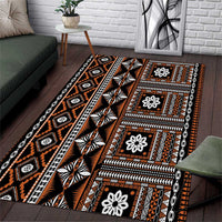 Fiji Masi Tapa Pattern Orange Area Rug - Polynesian Pride