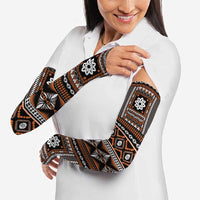 Fiji Masi Tapa Pattern Orange Arm Sleeves - Polynesian Pride