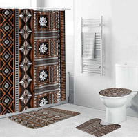 Fiji Masi Tapa Pattern Orange Bathroom Set - Polynesian Pride