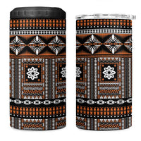Fiji Masi Tapa Pattern Orange 4 in 1 Can Cooler Tumbler - Polynesian Pride