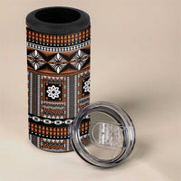 Fiji Masi Tapa Pattern Orange 4 in 1 Can Cooler Tumbler - Polynesian Pride