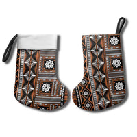 Fiji Masi Tapa Pattern Orange Christmas Stocking - Polynesian Pride