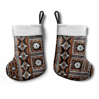 Fiji Masi Tapa Pattern Orange Christmas Stocking - Polynesian Pride