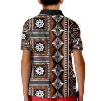 Fiji Masi Tapa Pattern Orange Kid Polo Shirt - Polynesian Pride