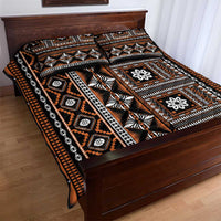 Fiji Masi Tapa Pattern Orange Quilt Bed Set - Polynesian Pride