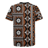 Fiji Masi Tapa Pattern Orange Rugby Jersey - Polynesian Pride