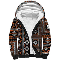 Fiji Masi Tapa Pattern Orange Sherpa Hoodie - Polynesian Pride