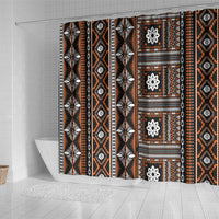 Fiji Masi Tapa Pattern Orange Shower Curtain - Polynesian Pride
