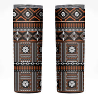 Fiji Masi Tapa Pattern Orange Skinny Tumbler LT01 Orange - Polynesian Pride