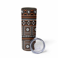 Fiji Masi Tapa Pattern Orange Skinny Tumbler LT01 - Polynesian Pride