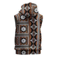 Fiji Masi Tapa Pattern Orange Sleeveless Zip Hoodie LT01 - Polynesian Pride