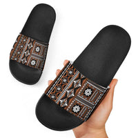 Fiji Masi Tapa Pattern Orange Slide Sandals - Polynesian Pride