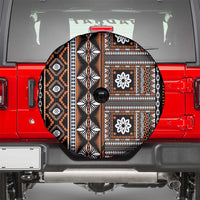 Fiji Masi Tapa Pattern Orange Spare Tire Cover - Polynesian Pride