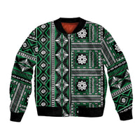 Fiji Masi Tapa Pattern Green Bomber Jacket - Polynesian Pride