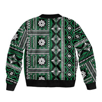 Fiji Masi Tapa Pattern Green Bomber Jacket - Polynesian Pride