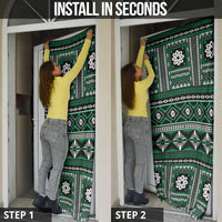 Fiji Masi Tapa Pattern Green Door Cover - Polynesian Pride