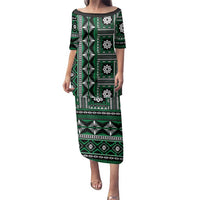 Fiji Masi Tapa Pattern Green Family Matching Puletasi and Hawaiian Shirt - Polynesian Pride