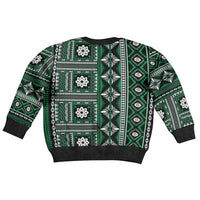 Fiji Masi Tapa Pattern Green Kid Ugly Christmas Sweater - Polynesian Pride