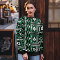 Fiji Masi Tapa Pattern Green Ugly Christmas Sweater - Polynesian Pride