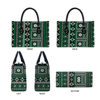 Fiji Masi Tapa Pattern Green Leather Bag - Polynesian Pride
